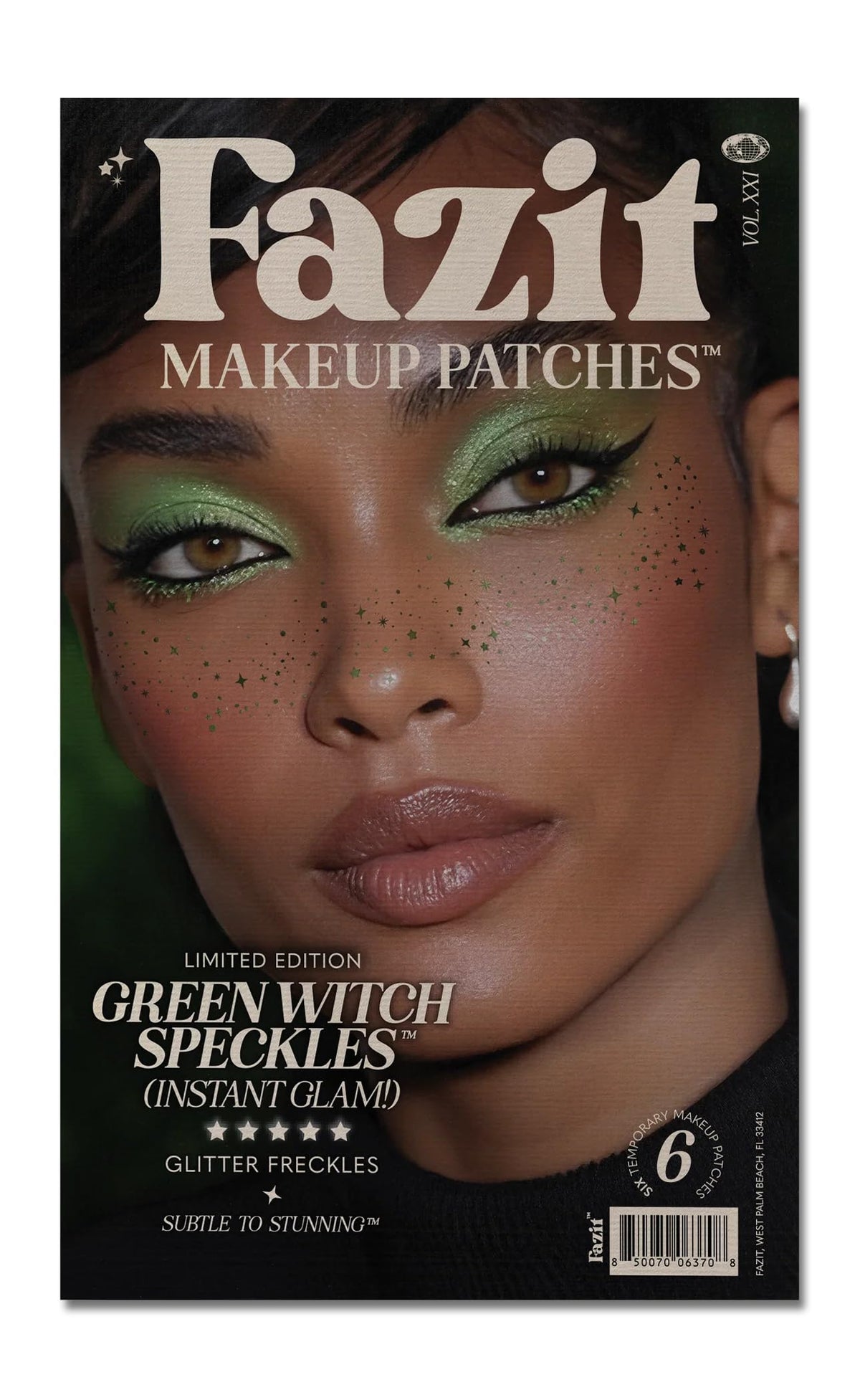 Parches Fazit Manchas Verdes Bruja para realzar el rostro con brillo ligero y duradero.
