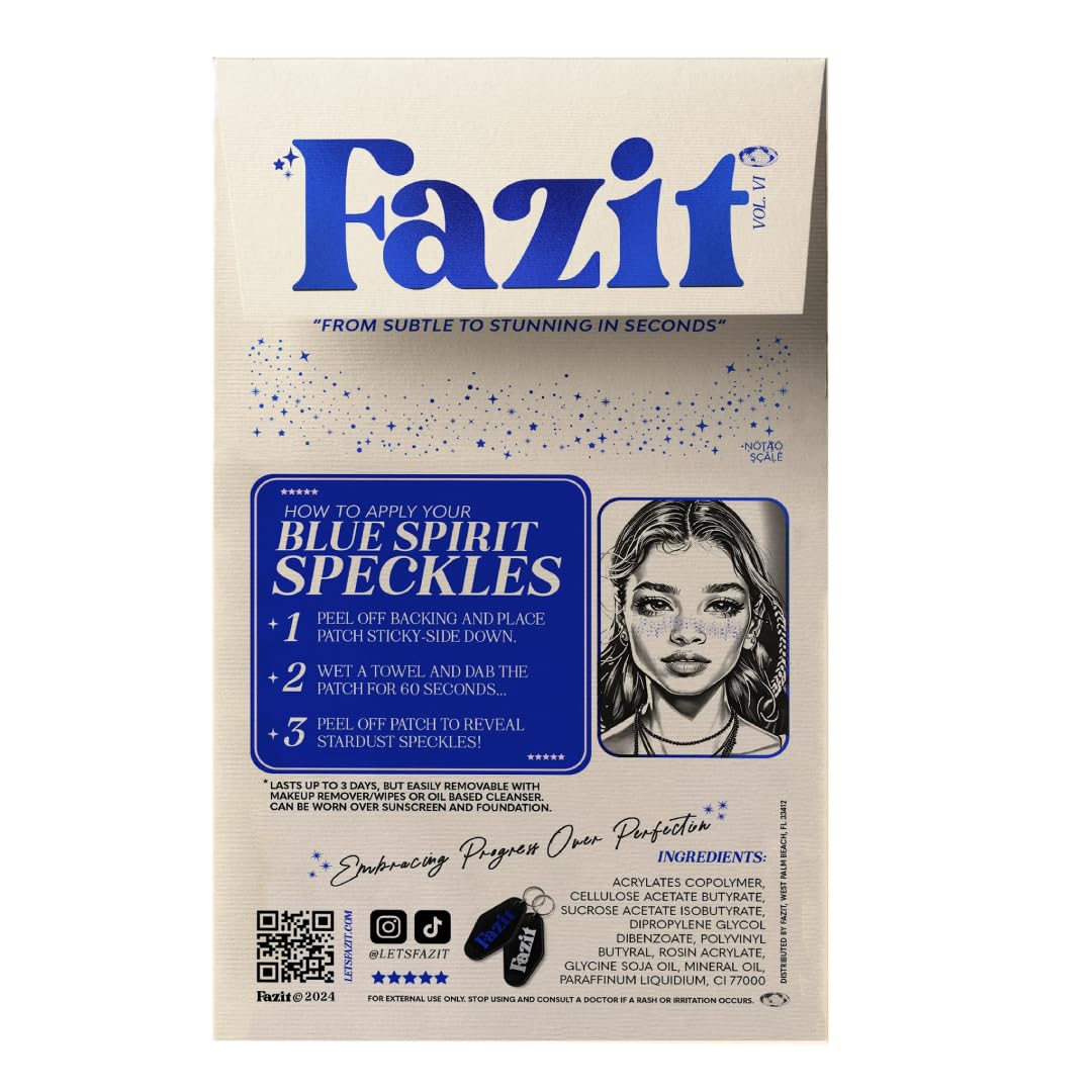 Parches Fazit con destellos azules para fiestas y eventos brillantes