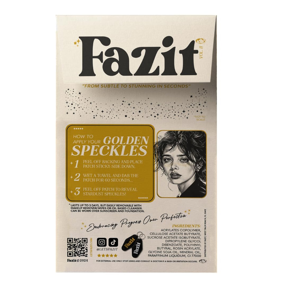 Parches Fazit con brillo dorado para realzar facciones con elegancia.