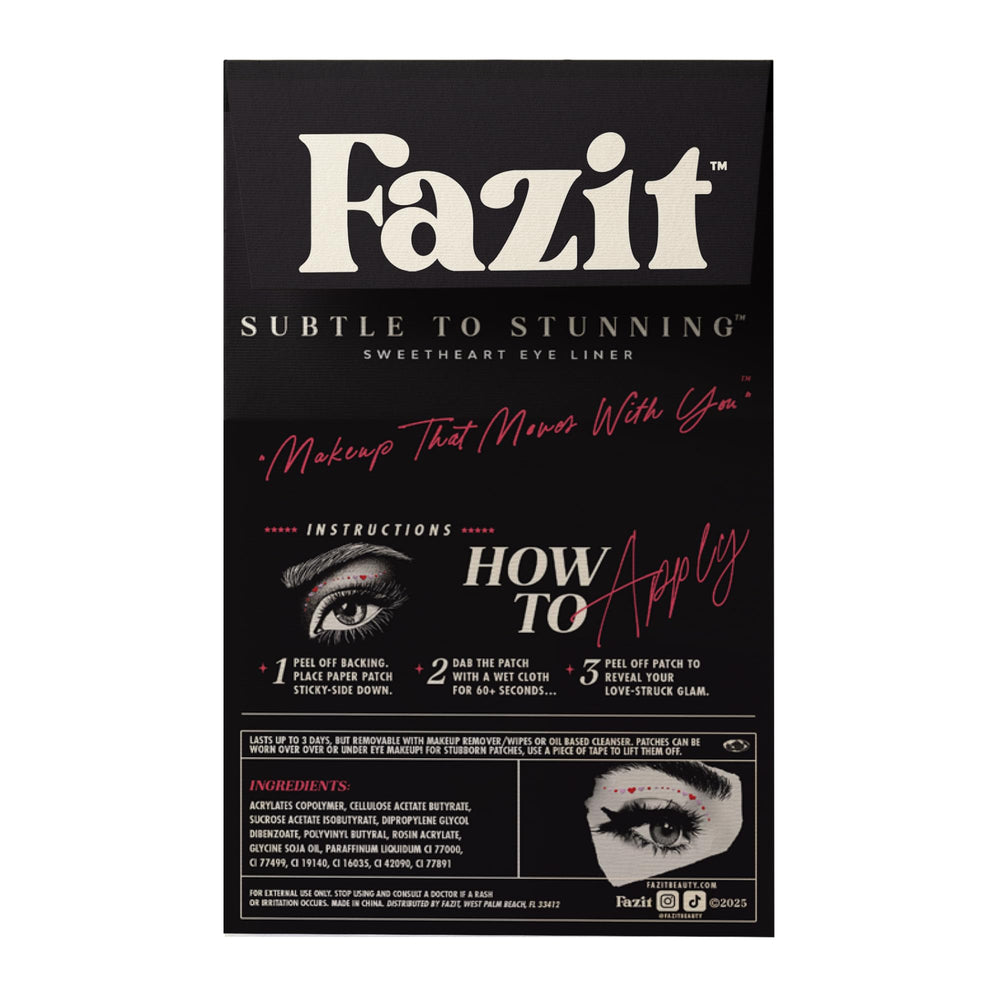 Fazit Sweetheart Wing Eye Patches on-eye placement for dramatic sparkle