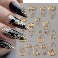 FBABFBUO corazones dorados para uñas, brillo y sofisticación en manicura