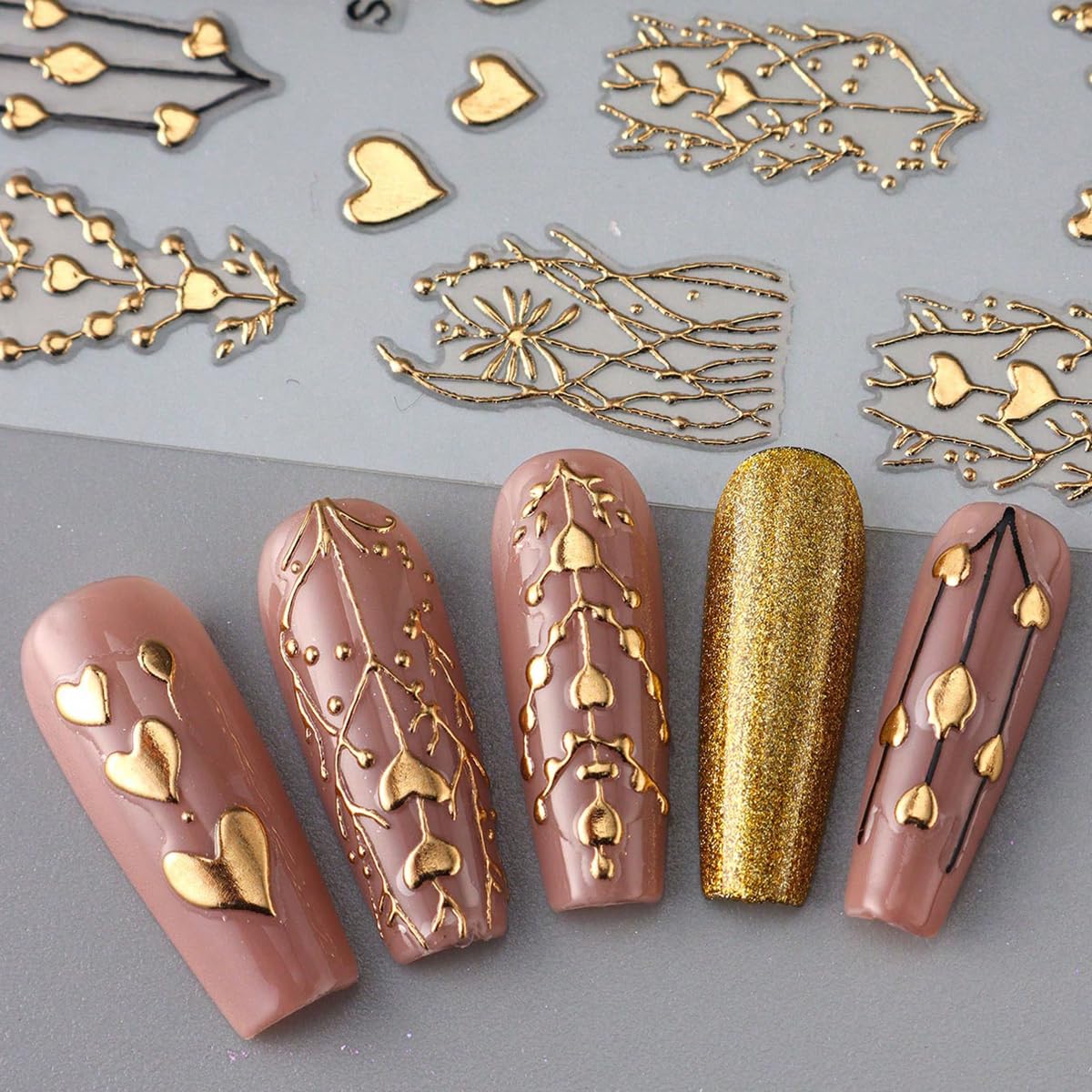 FBABFBUO gemas elementos oro, lujo rápido para manicura.