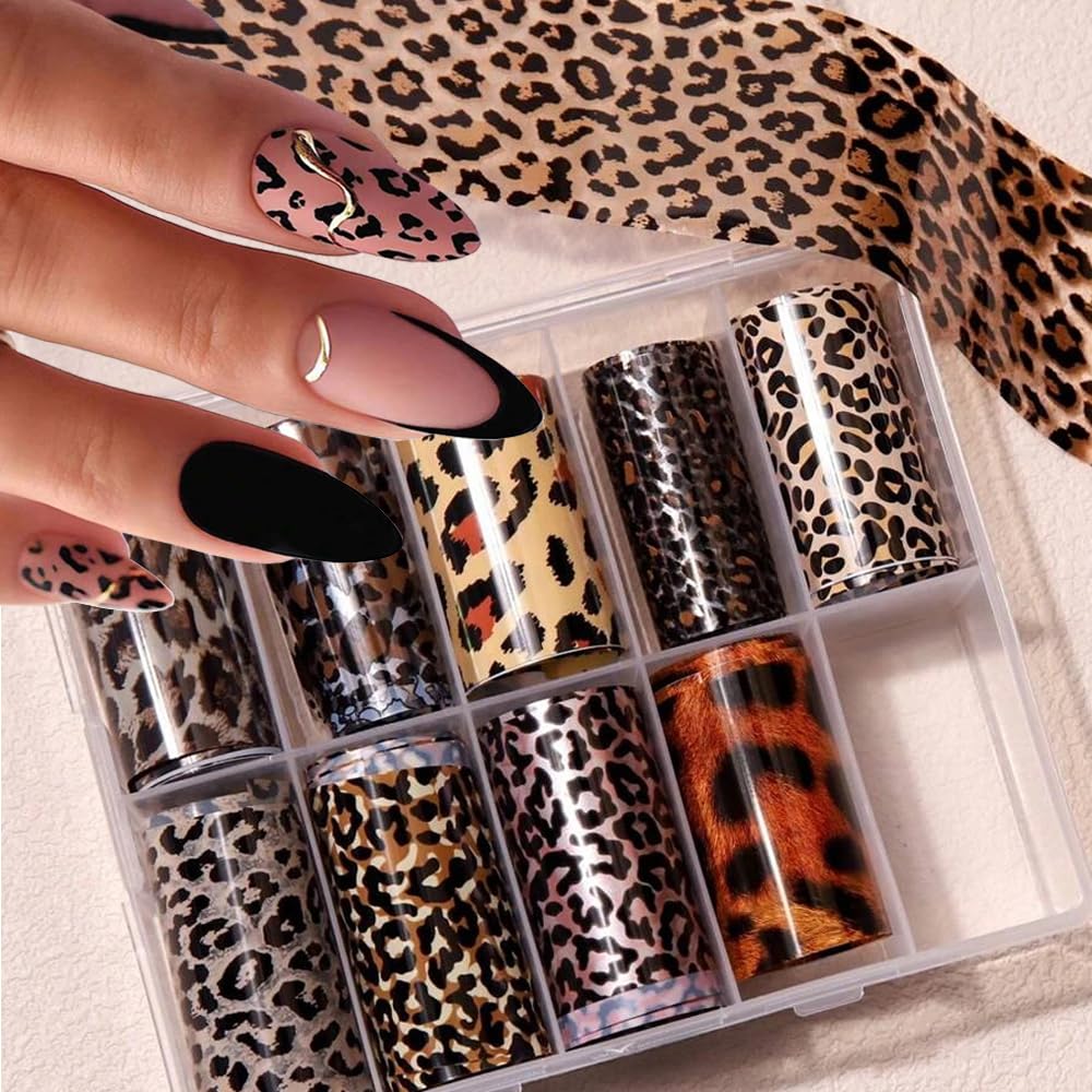FBABFBUO snake-pattern nail foil creates dramatic accents with easy, mess-free application.