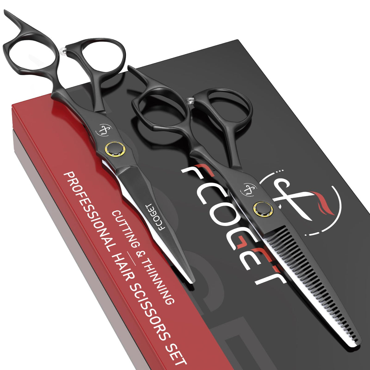 Fcoget professional hair scissors close-up blades for precise salon-grade cuts