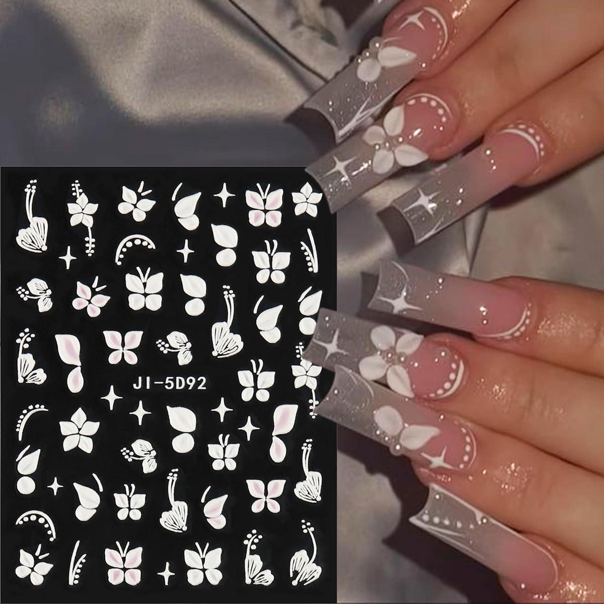 Fcozpjk 3D acrylic flowers nail art stickers create depth