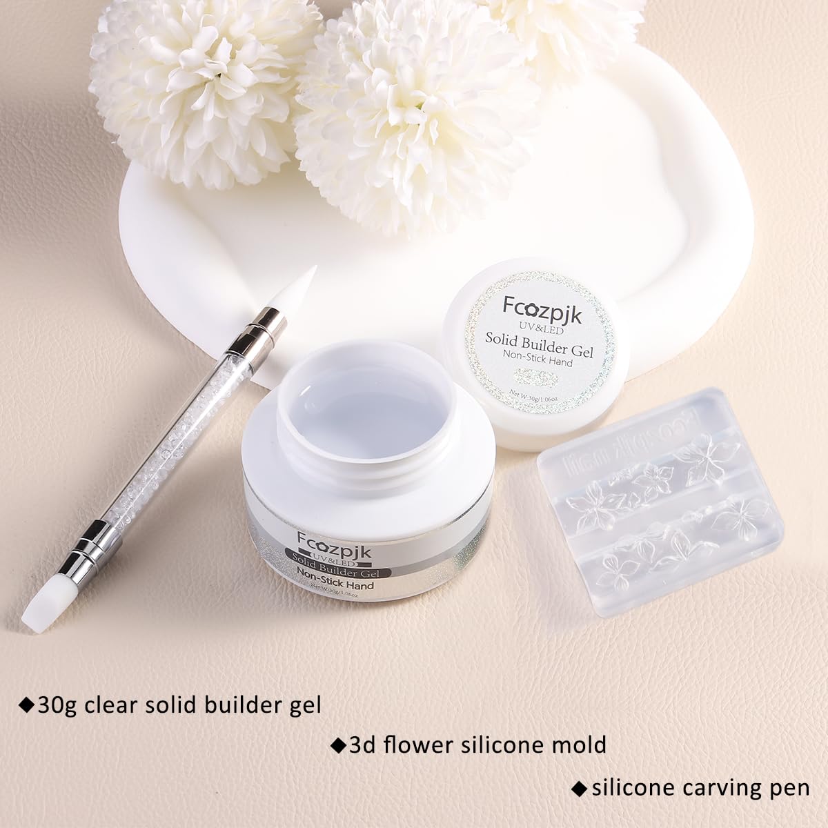 Fcozpjk 3D flower silicone mold enables detailed nail art charms and textures