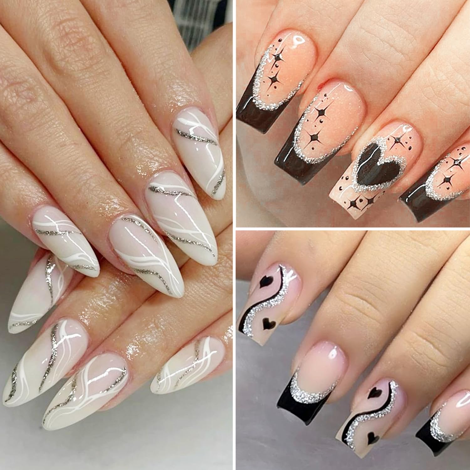 Fcozpjk Delineador de gel para arte de uñas estilo francés con brillo