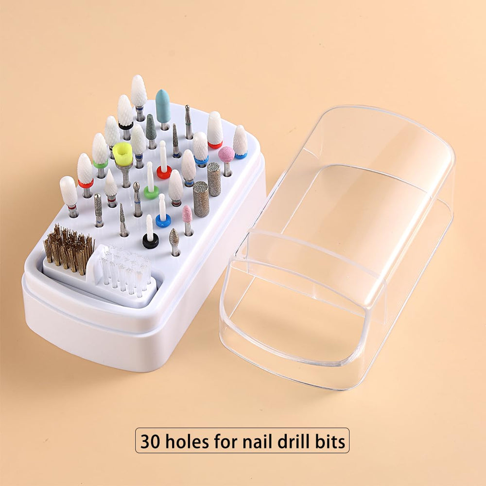 Fcozpjk clear acrylic dust-proof cover protects bits during cleaning sessions.