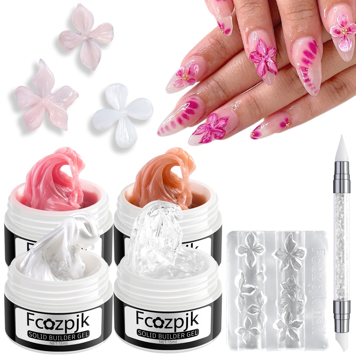 Fcozpjk gel-constructor-transparente 15 ml para base y extensiones limpias.