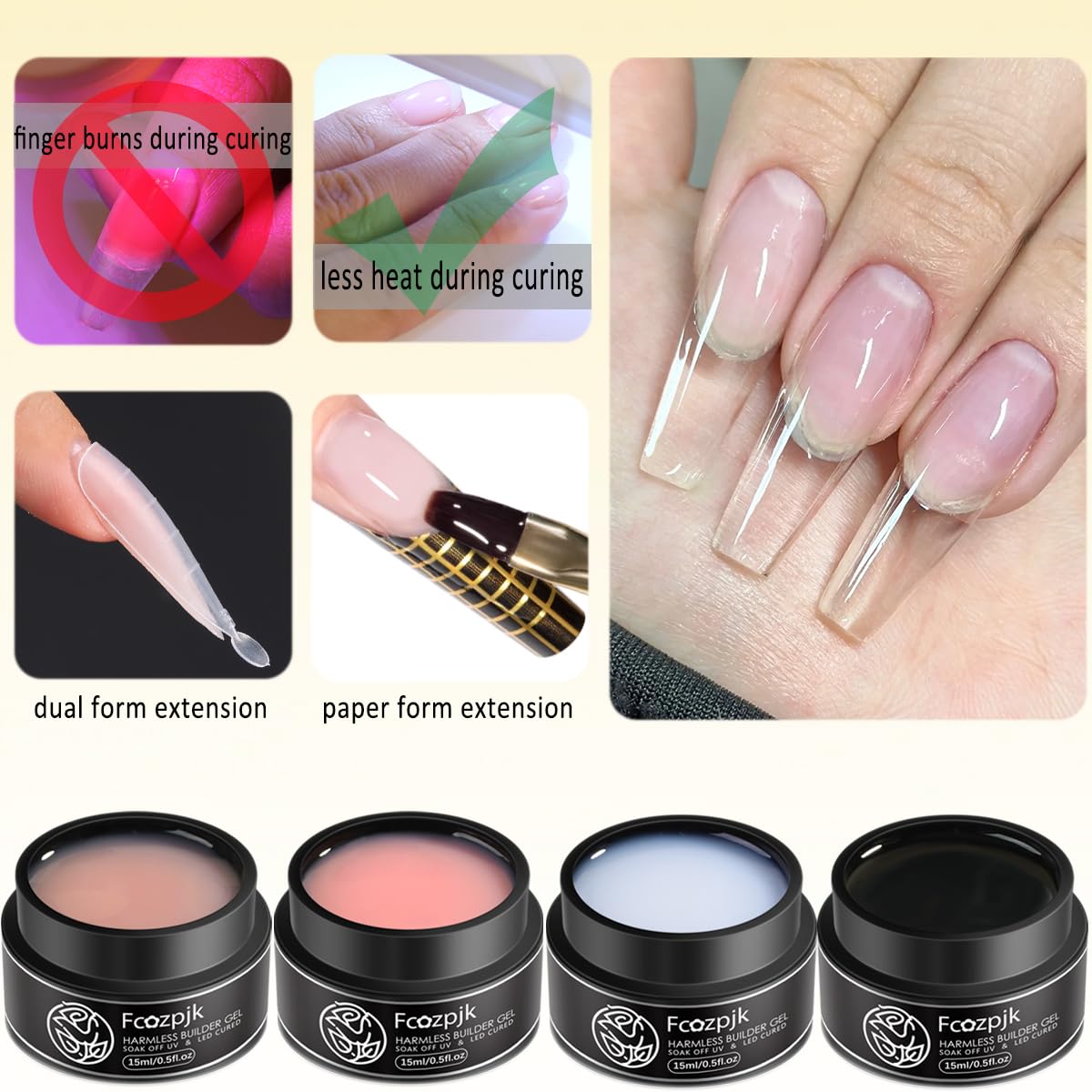 Gel de uñas Fcozpjk de bajo calor para curado cómodo.
