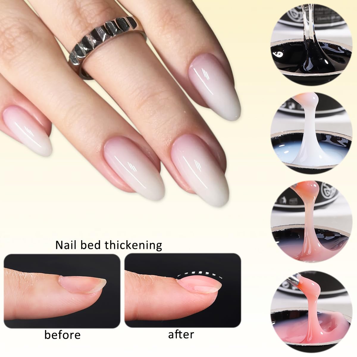 Gel blanco lechoso Fcozpjk, estilo elegante para uñas.