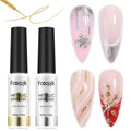 Fcozpjk Gel Liner Art Set 2PCS – Sparkle Gold & Silver Glitter Gel Polish (8ml) with Built-in Thin Brush