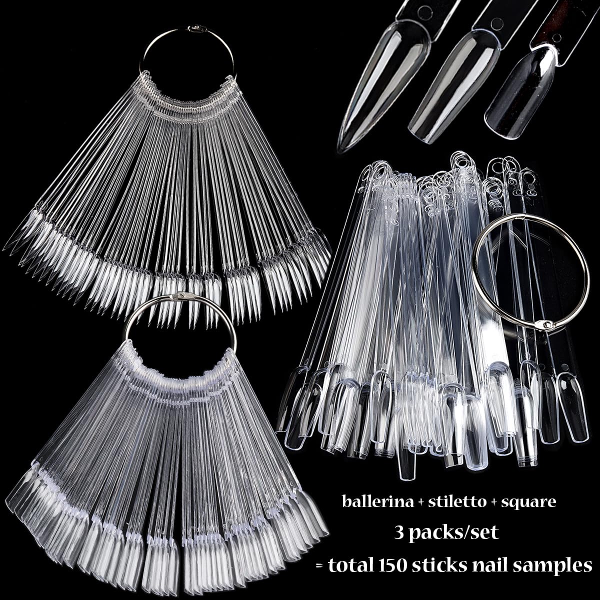 Fcozpjk nail swatch sticks with ring and square tips for precise color viewing