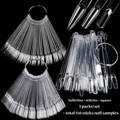 Fcozpjk nail swatch sticks with ring and square tips for precise color viewing