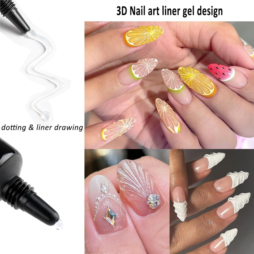 Relieve 3D Fcozpjk, textura elevada para arte de uñas.
