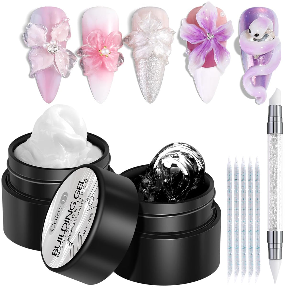 Fcozpjk solid builder gel kit clear for smooth 3D sculpting on nails