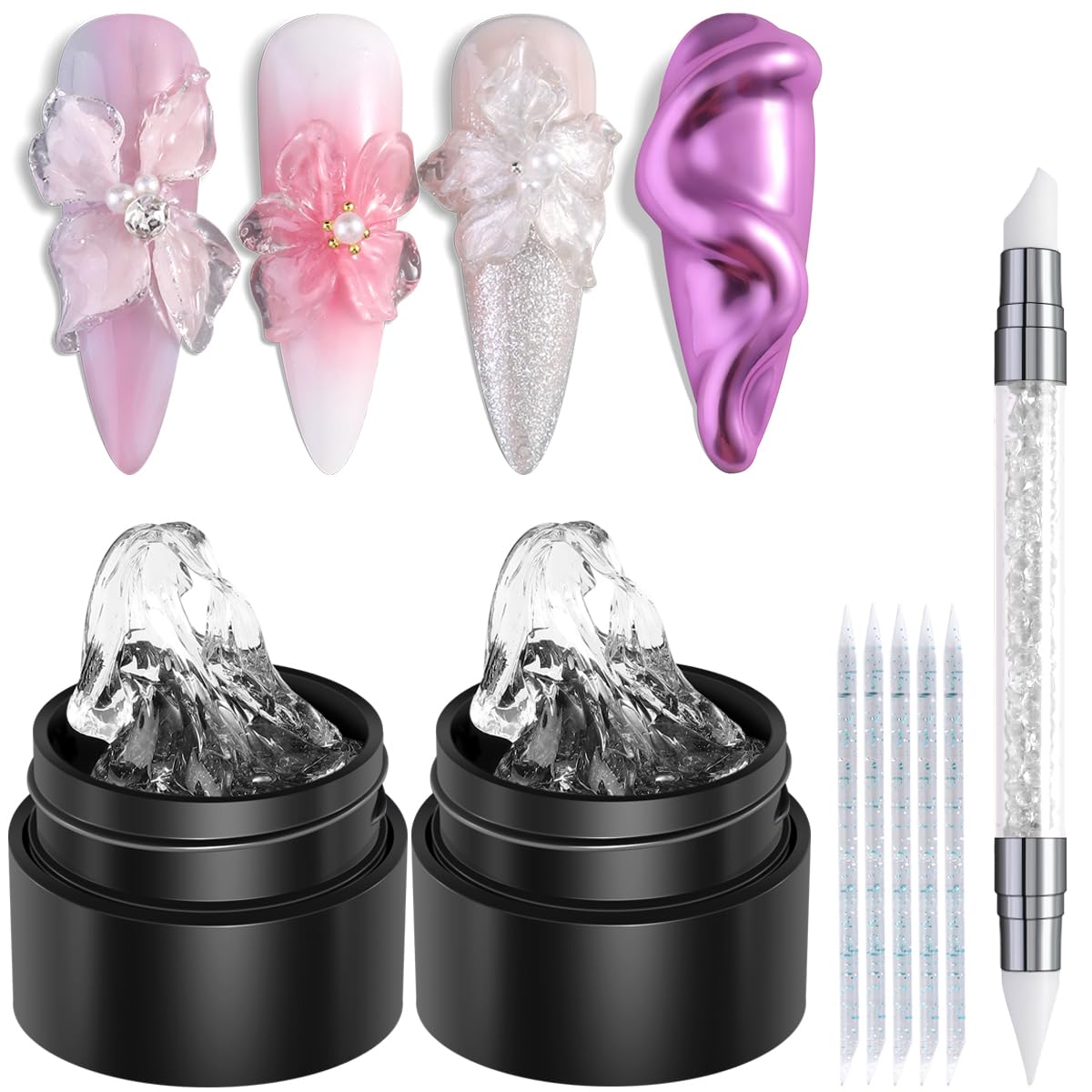 Fcozpjk two 5g clear hard gel bottles for durable nail sculpting