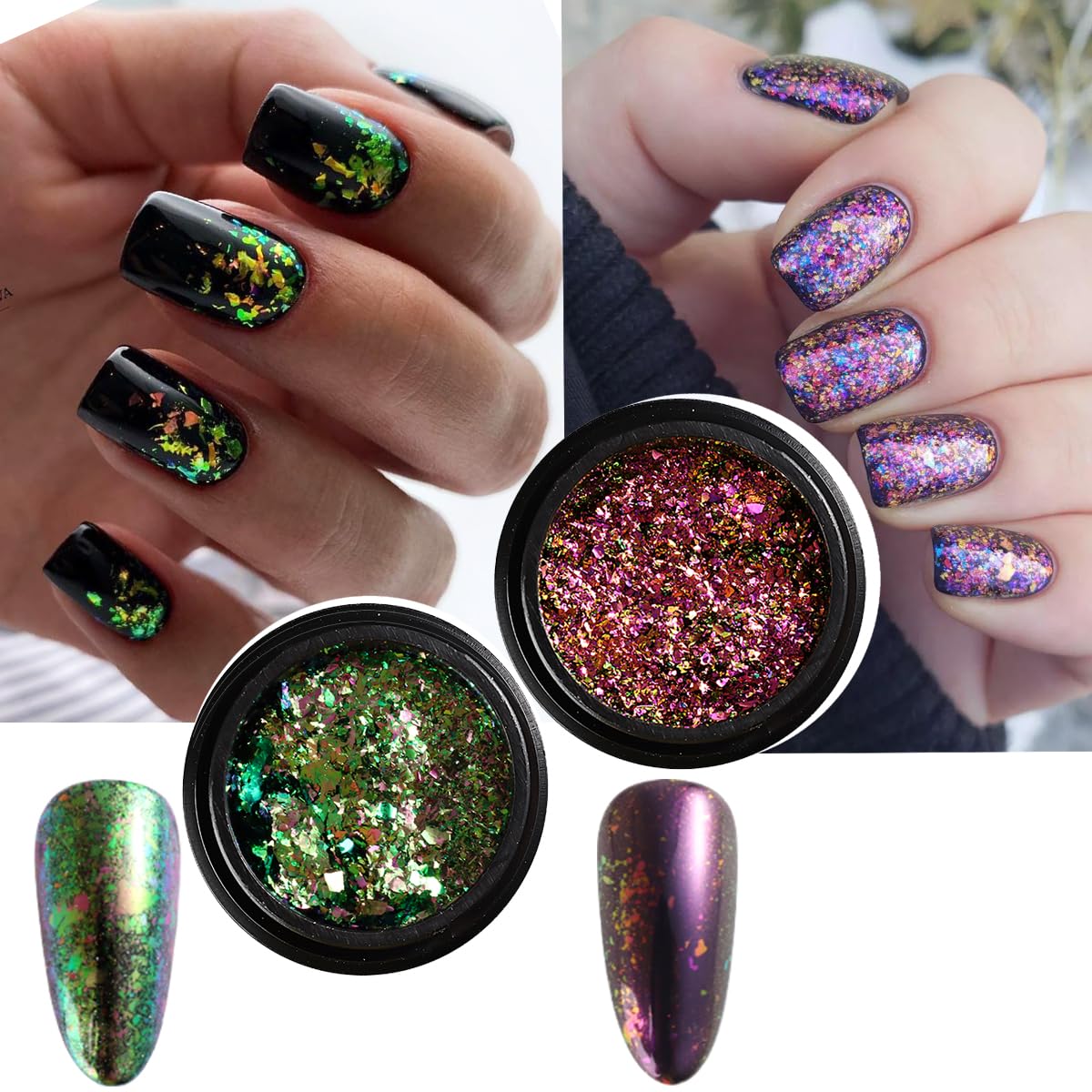 Set de polvos cromados Fcozpjk, 14 colores para diseños variados