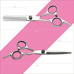 Fcysy thinning shears for texture and subtle layering during professional haircuts.