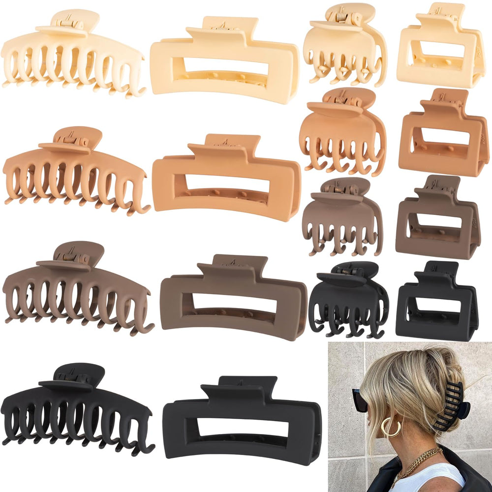 FDBJulyy 16-piece hair clip set on model for versatile styling and day-long hold.