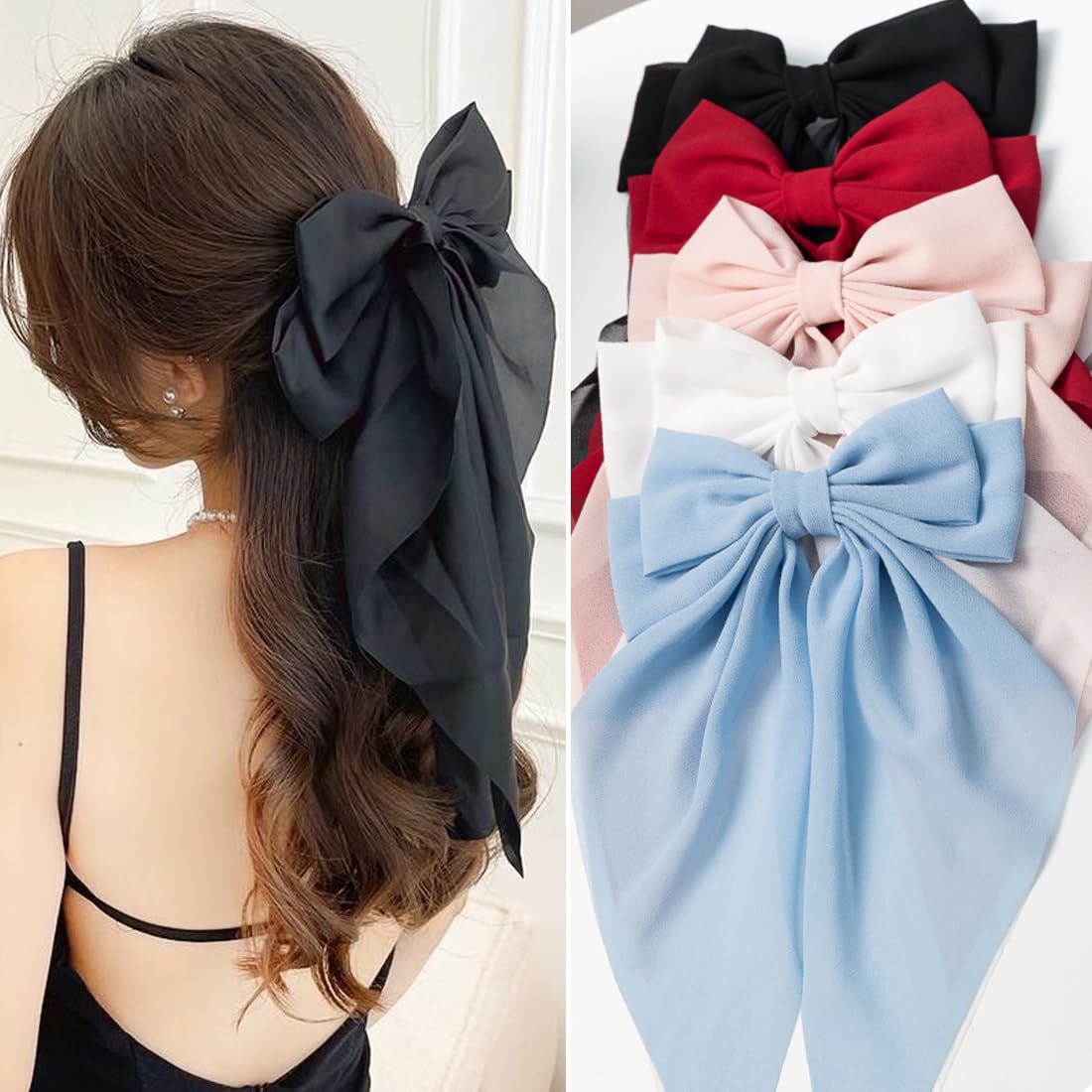 FDBJulyy hair bows with a big bow clip for secure hold.