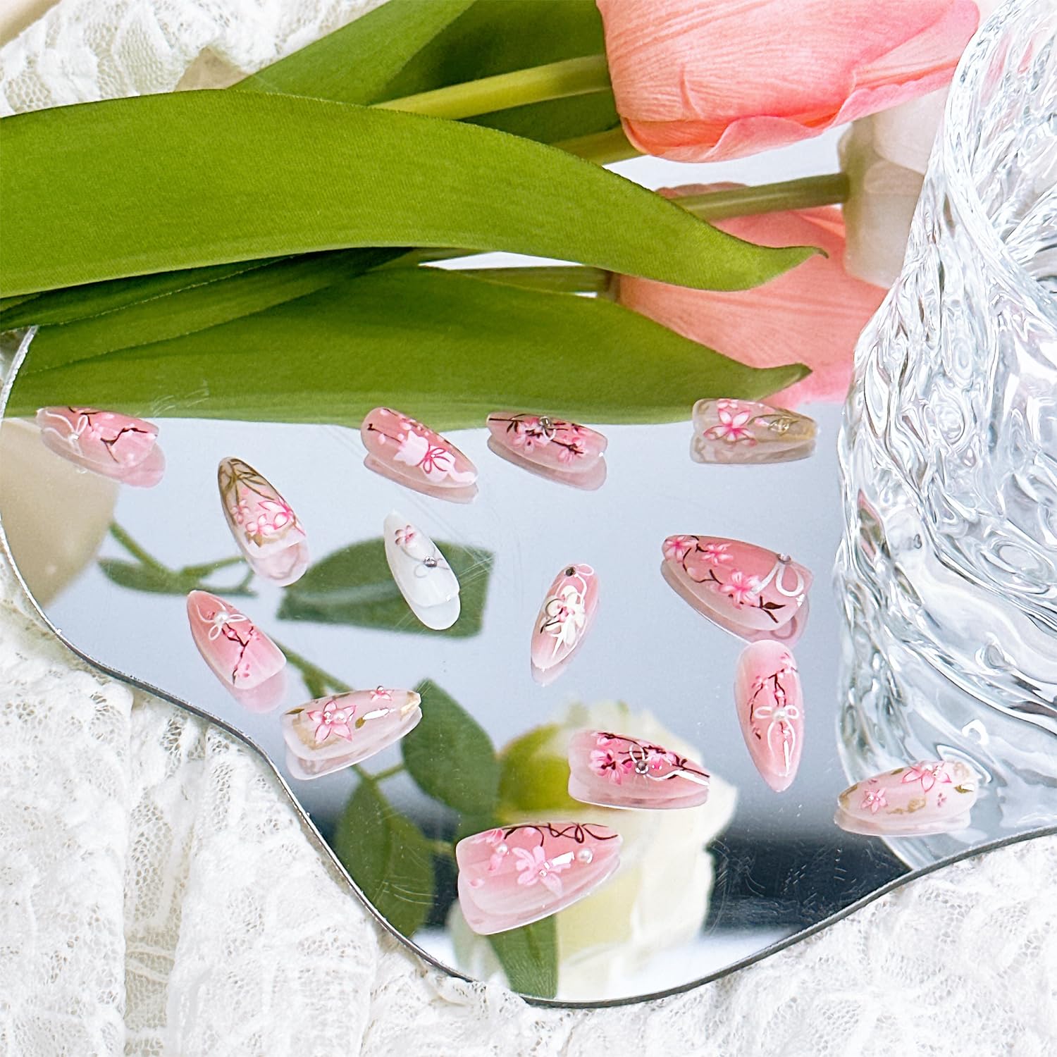 FDSQHSA diseños florales veraniegos en uñas acrílicas
