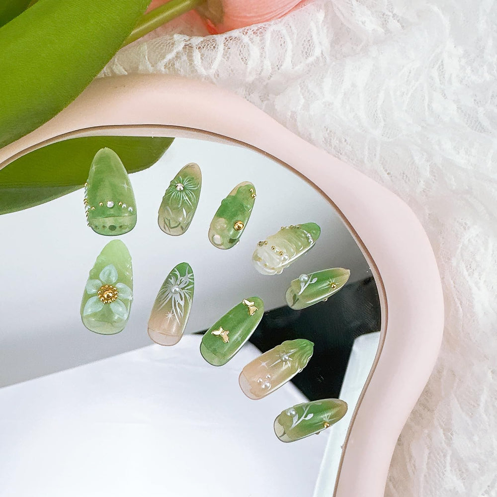 FDSQHSA summer floral full-cover nails for effortless style