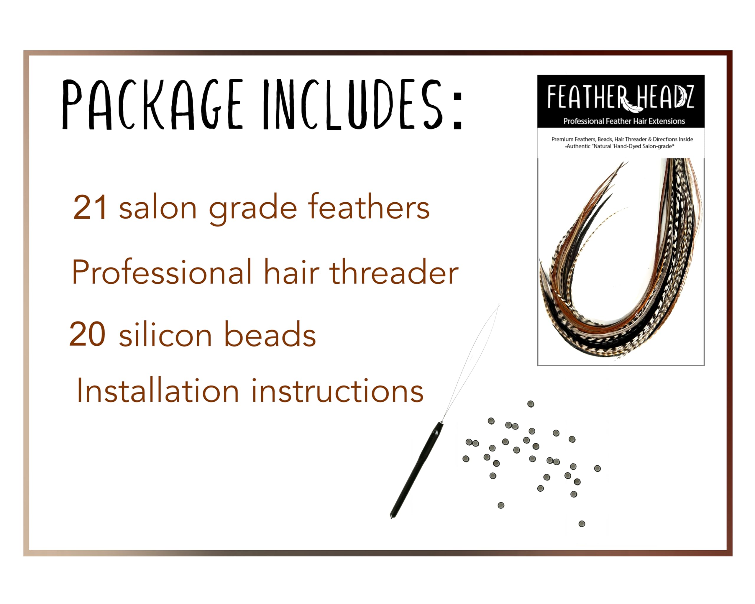 Feather Headz rooster feather extensions with micro-link beads for easy wear