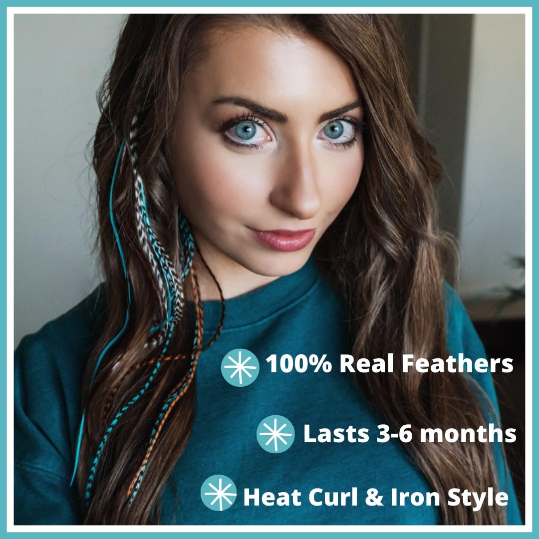 Feather Lily brown-natural feathers offer versatile length for multiple styling options.