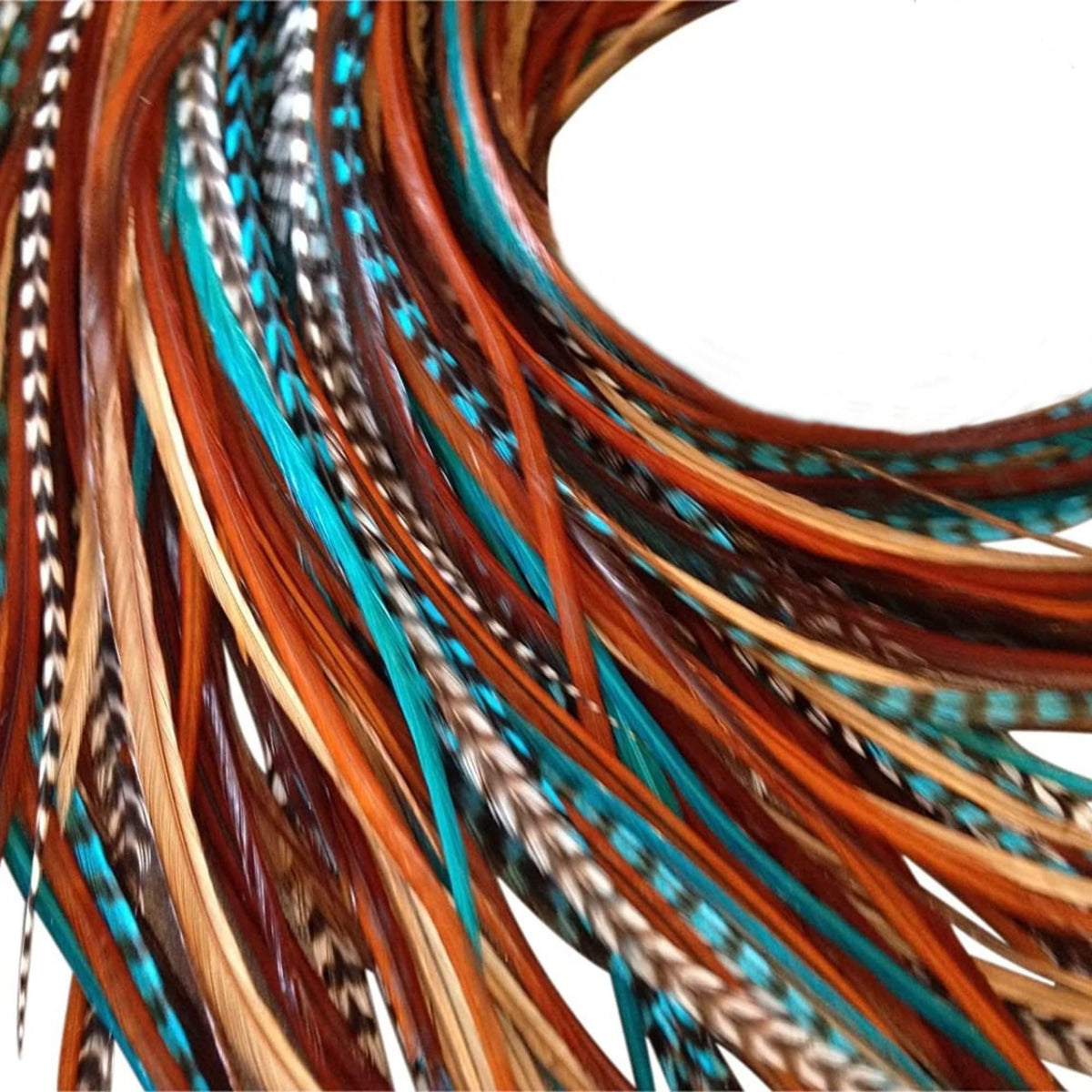 Feather Lily turquoise-blue feathers highlight bold color for easy DIY hair accents.
