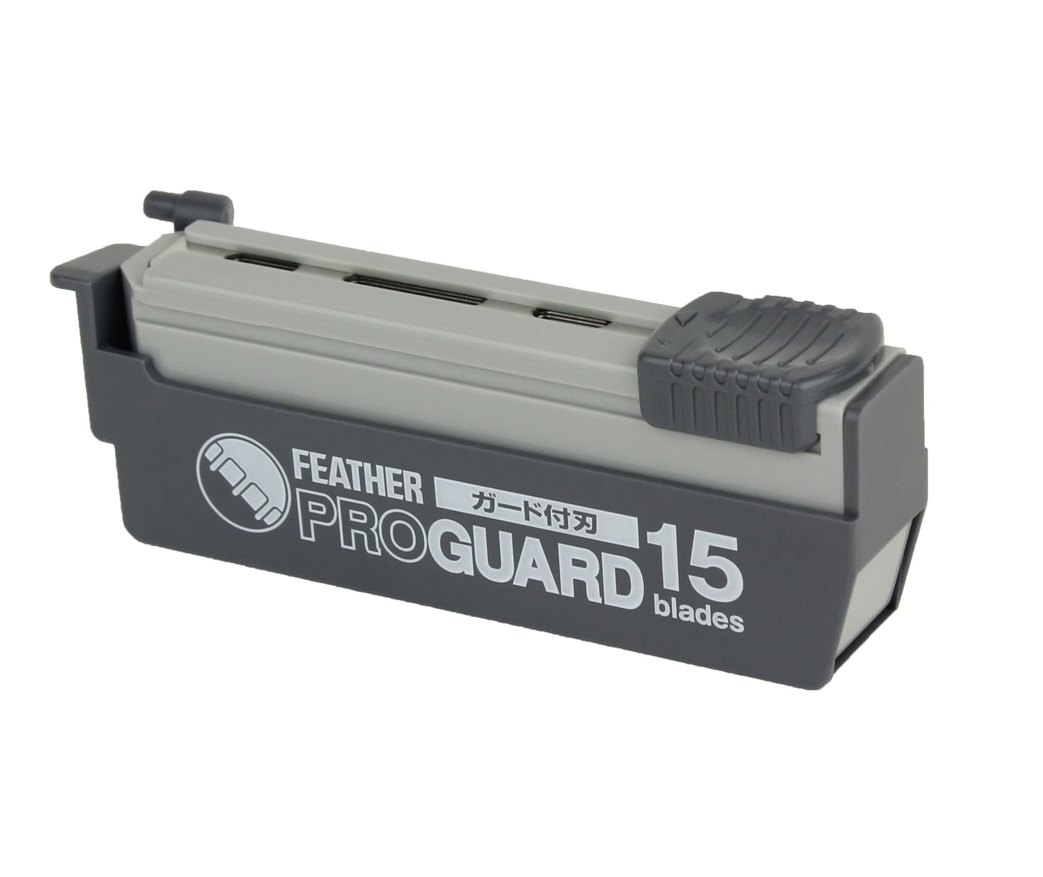 Feather ProGuard blade dimensions 0.35mm thick and 50mm long for controlled shaves.