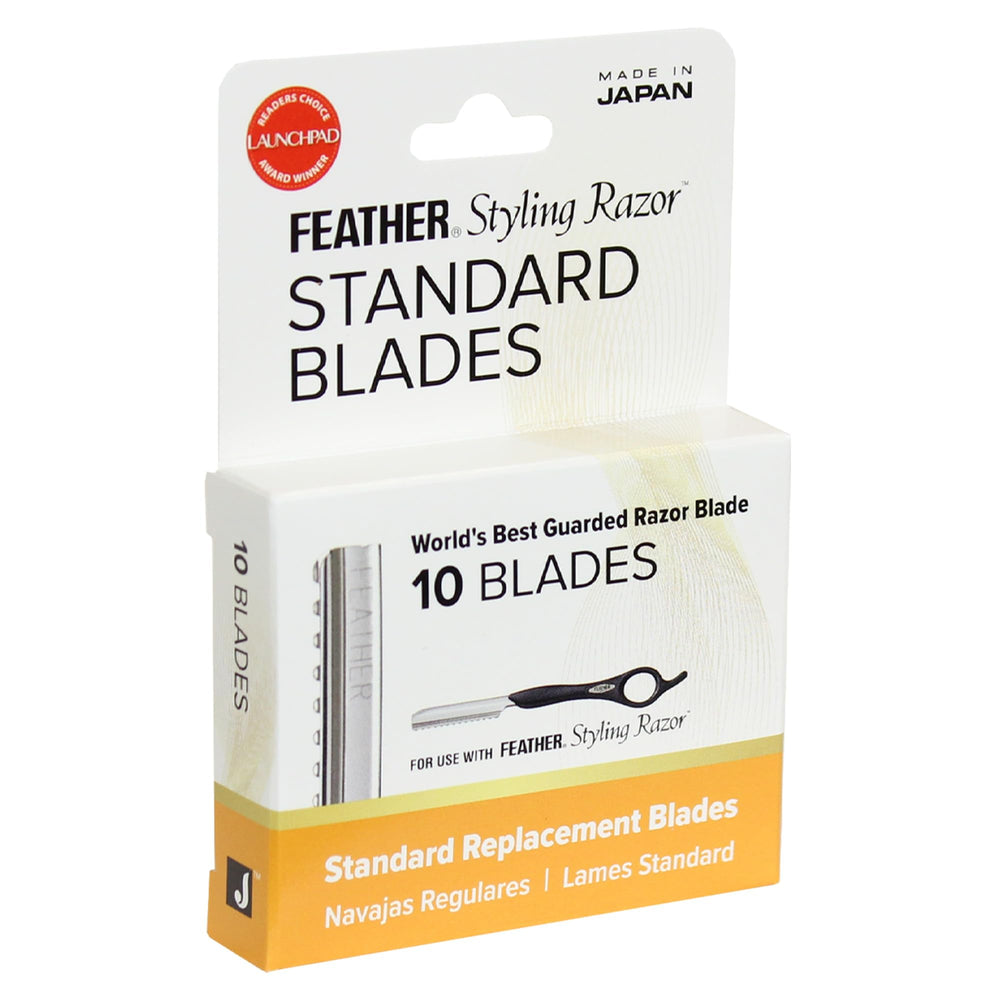 Feather Styling Razor guarded blades close-up for secure precise cuts.