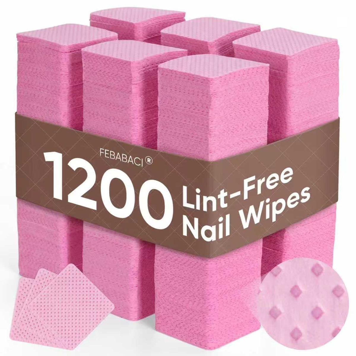 FEBABACI toallitas uñas sin pelusa, 5 cm, limpieza profesional sin residuos.