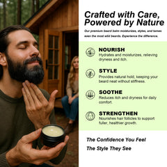 FEBOTE beard balm jar dispensing showing lightweight hold for all-day tame