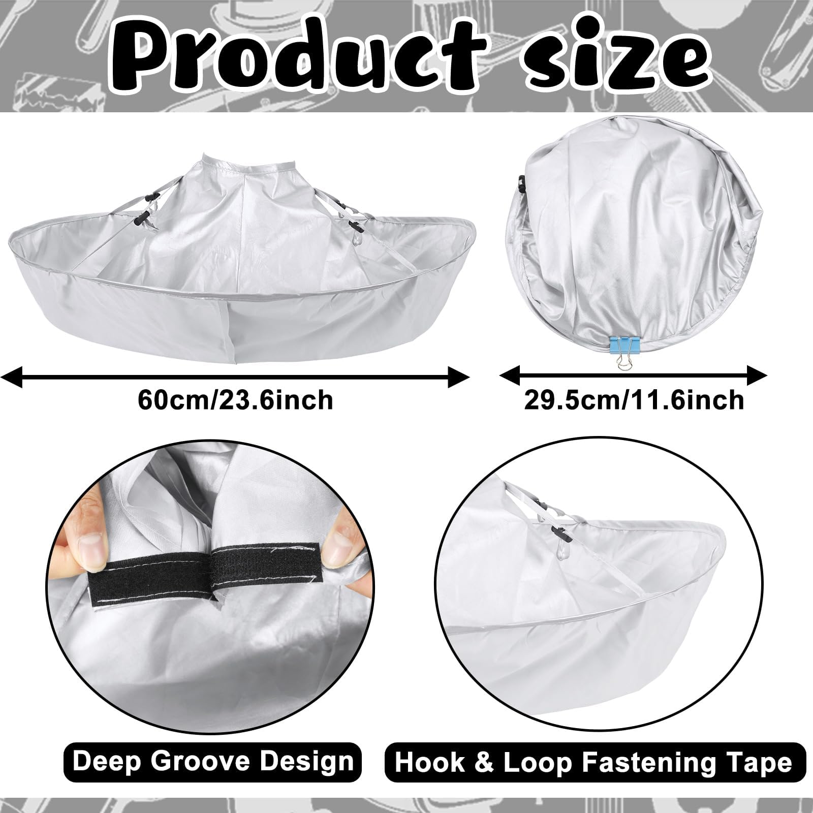 FEBSNOW haircutting cloak with neck strap for stable, comfortable trimming.