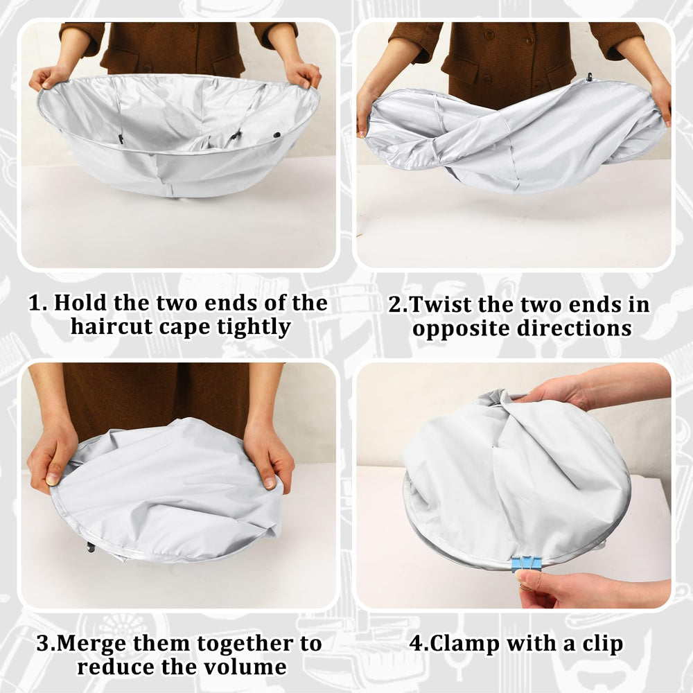 FEBSNOW haircutting cloak featuring umbrella design to protect clothes.