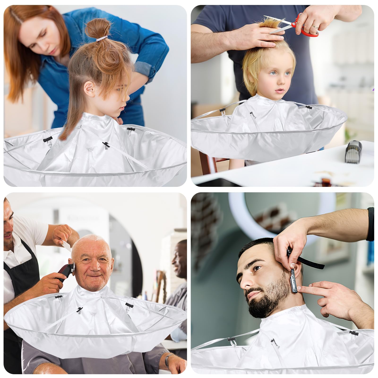 FEBSNOW haircutting cloak suitable for adults and kids in home salons.