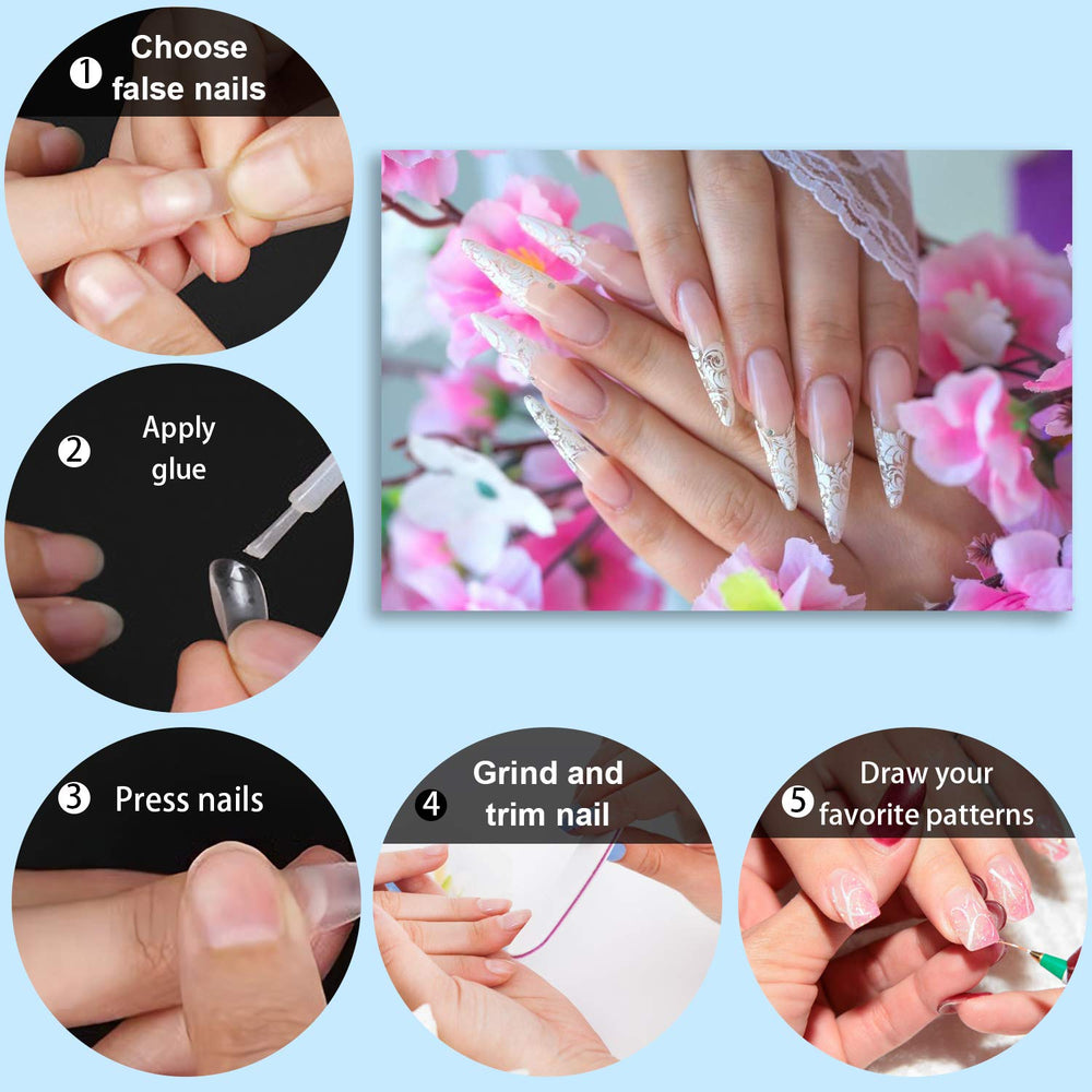 FEBSNOW nail tips with adhesive back enable quick, secure application.
