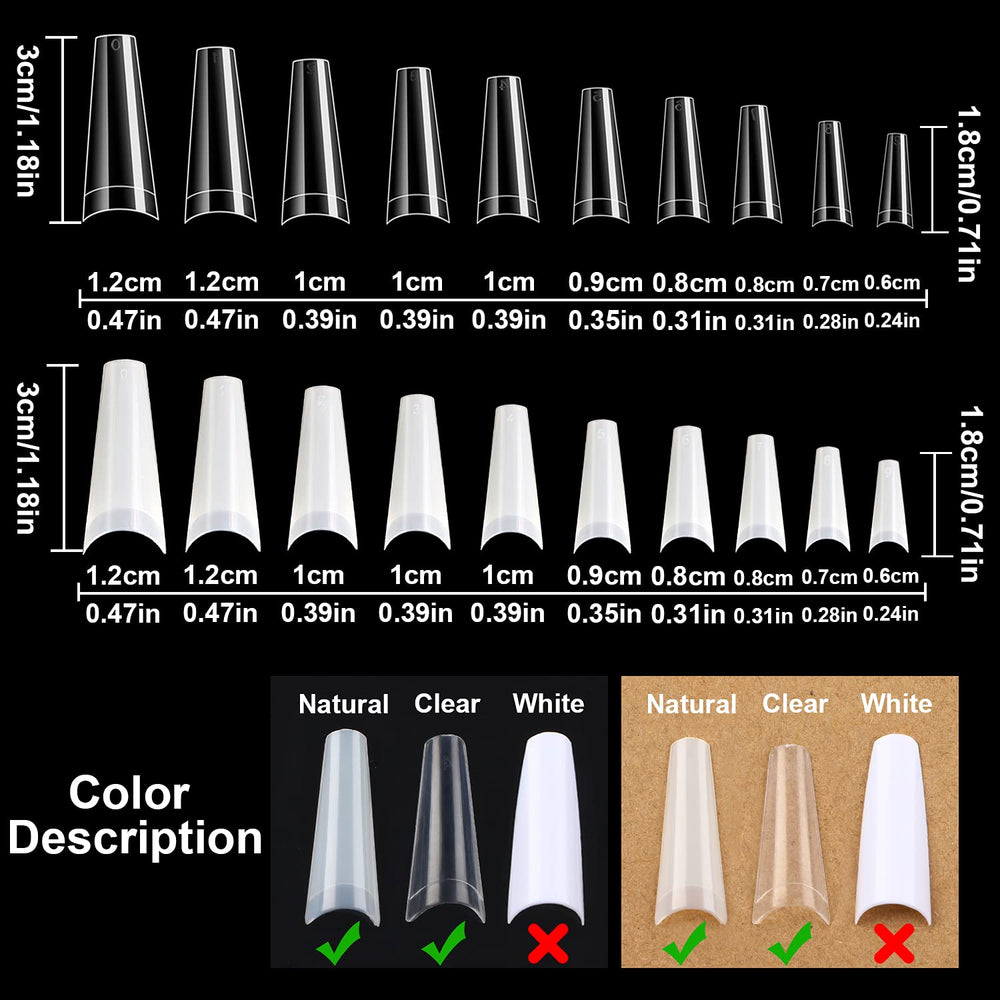 FEBSNOW U-shape half-cover nail tips for flexible trimming and natural look.