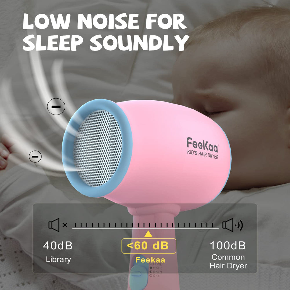 FeeKaa Kids Hair Dryer pink back grid protecting little fingers