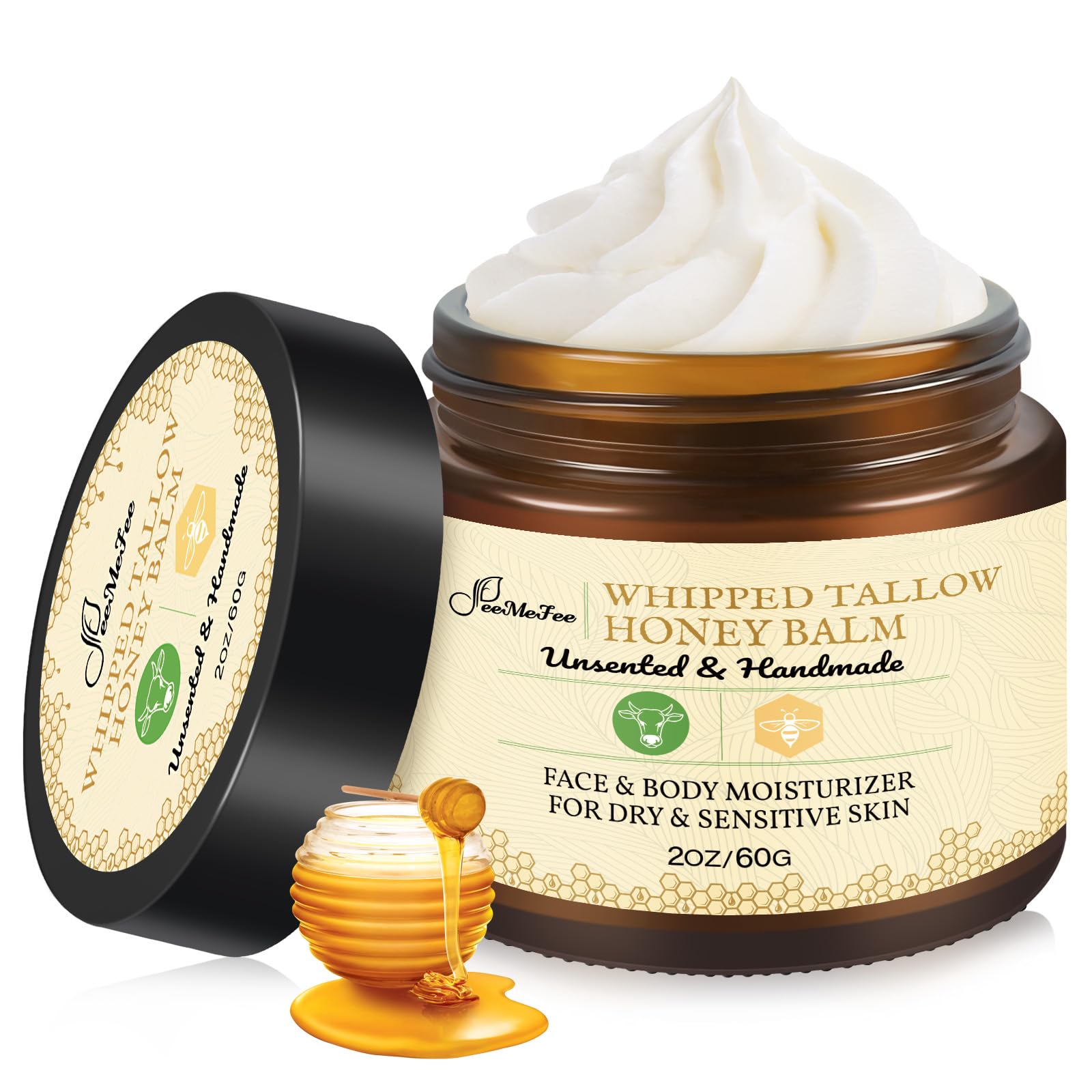 FeeMeFee Tallow de Res para Piel muestra textura ligera para hidratación diaria.