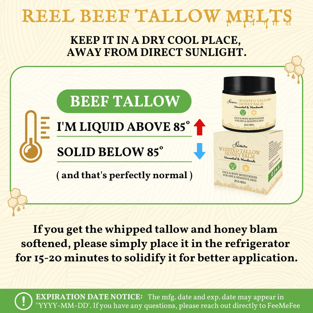FeeMeFee Tallow de Res, vitaminas A, D, K y E para nutrición de la piel.