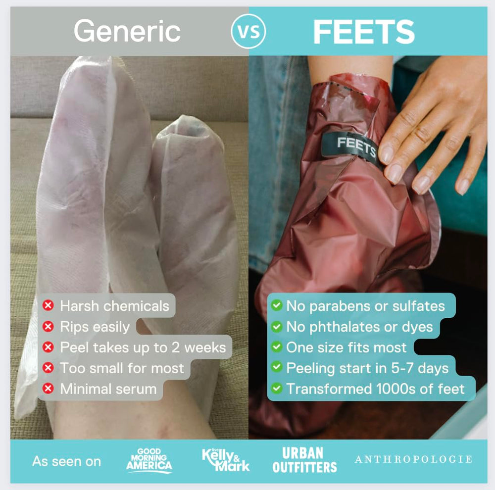 FEETS botines puestos en los pies muestran uso seguro y cómodo.