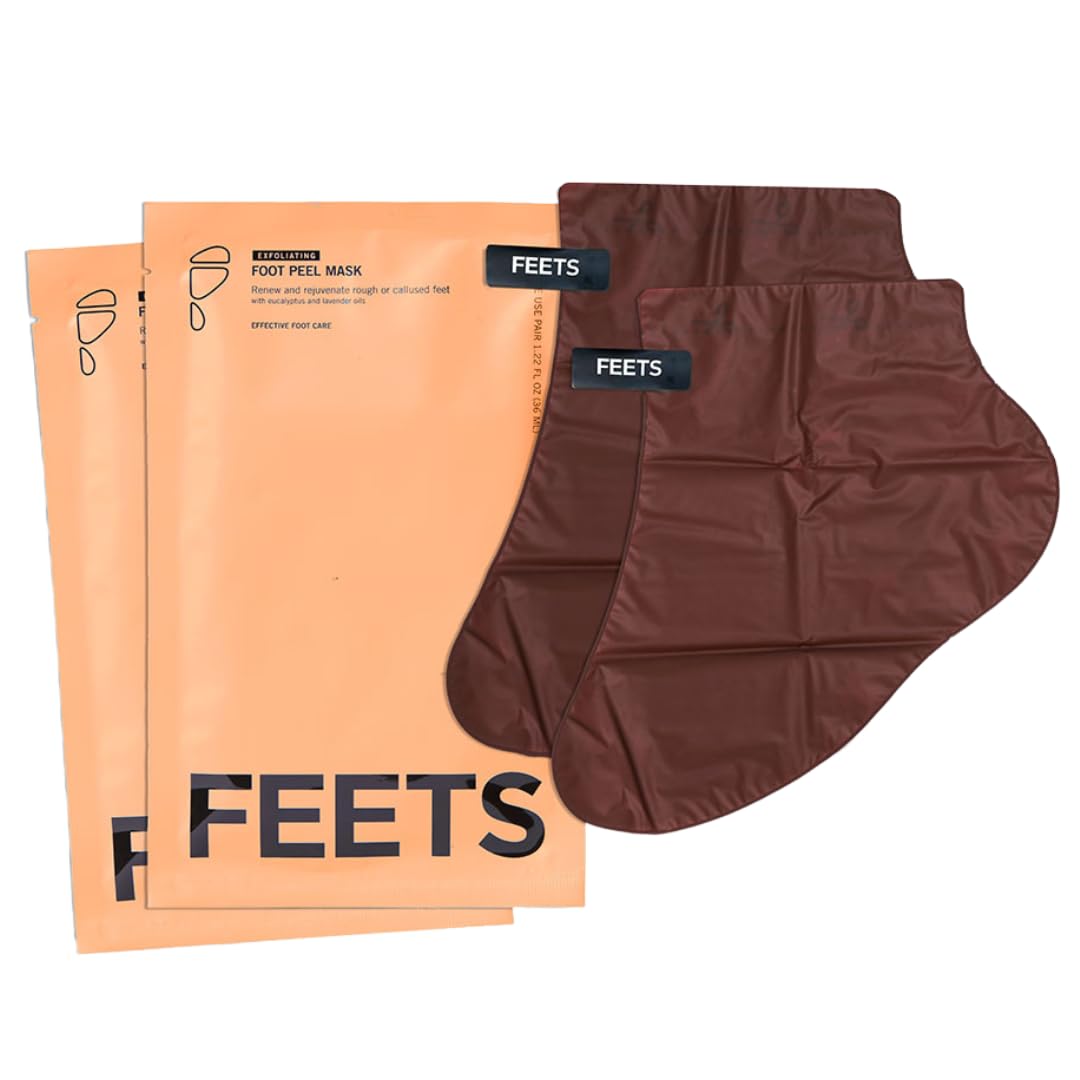 FEETS conjunto de dos botines exfoliantes para pies, listo para un tratamiento suave.