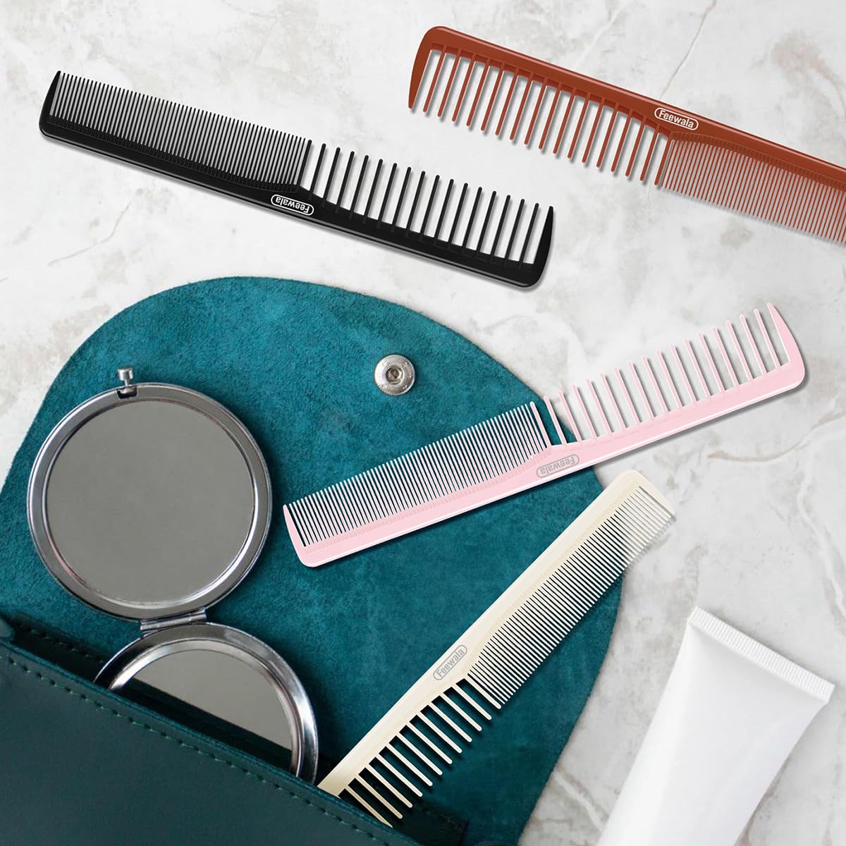 Feewala 7-inch combs with a comfortable grip for daily grooming