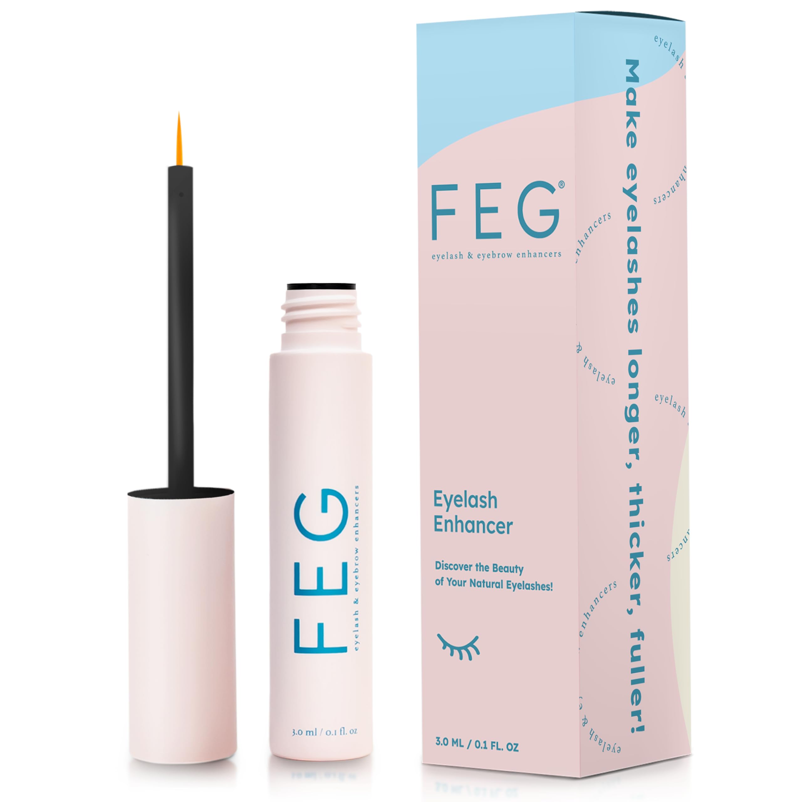 FEG suero para pestañas en botella cuida y estimula la longitud natural.