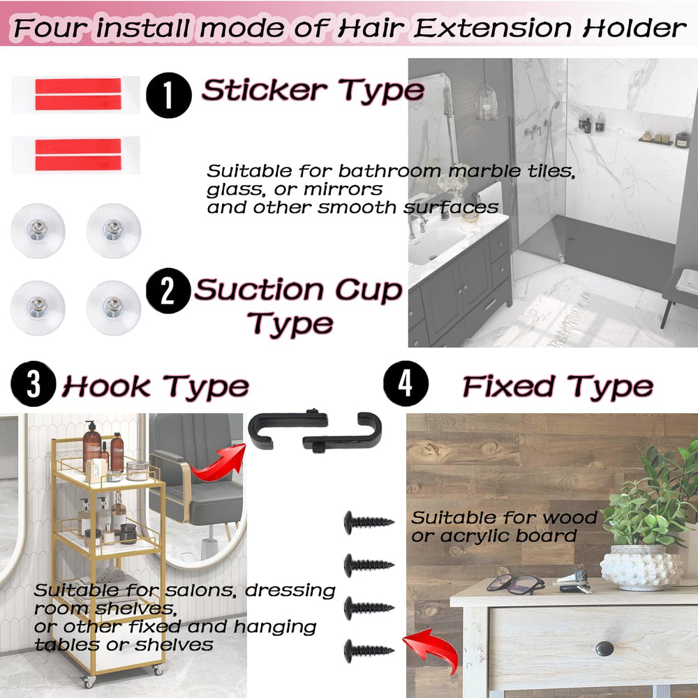 FEHOKA Hair Extension Holder salon setup shows professional organization for extensions