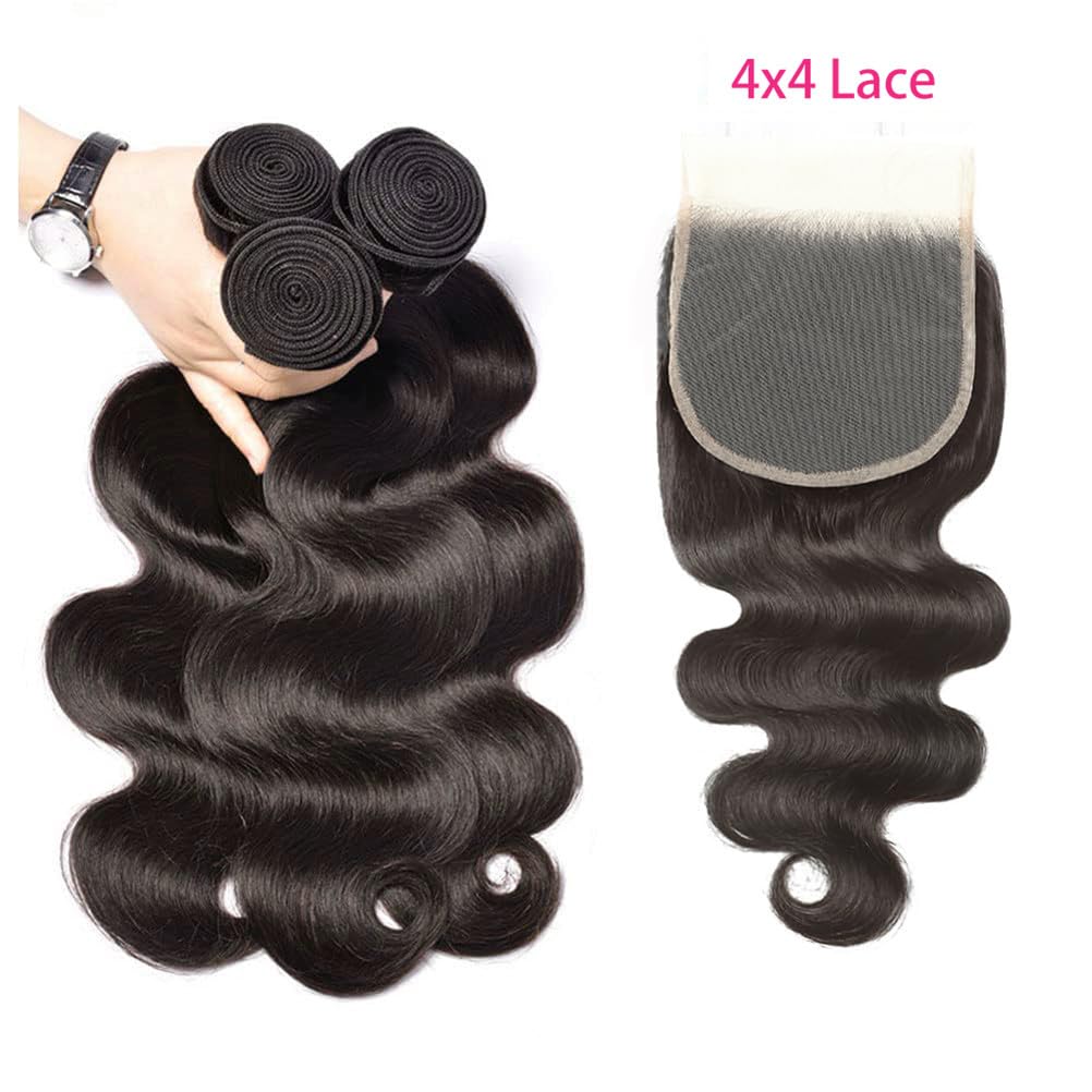 Feibin 4x4 lace closure close-up highlights natural hairline.