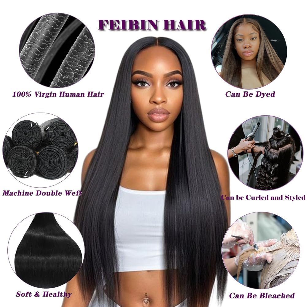 Feibin straight hair bundles dyed-ready collection for customization.
