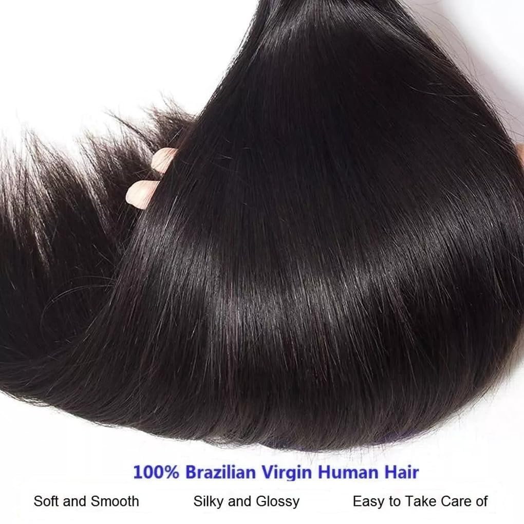Feibin straight hair bundles natural black 1B color ready to blend.
